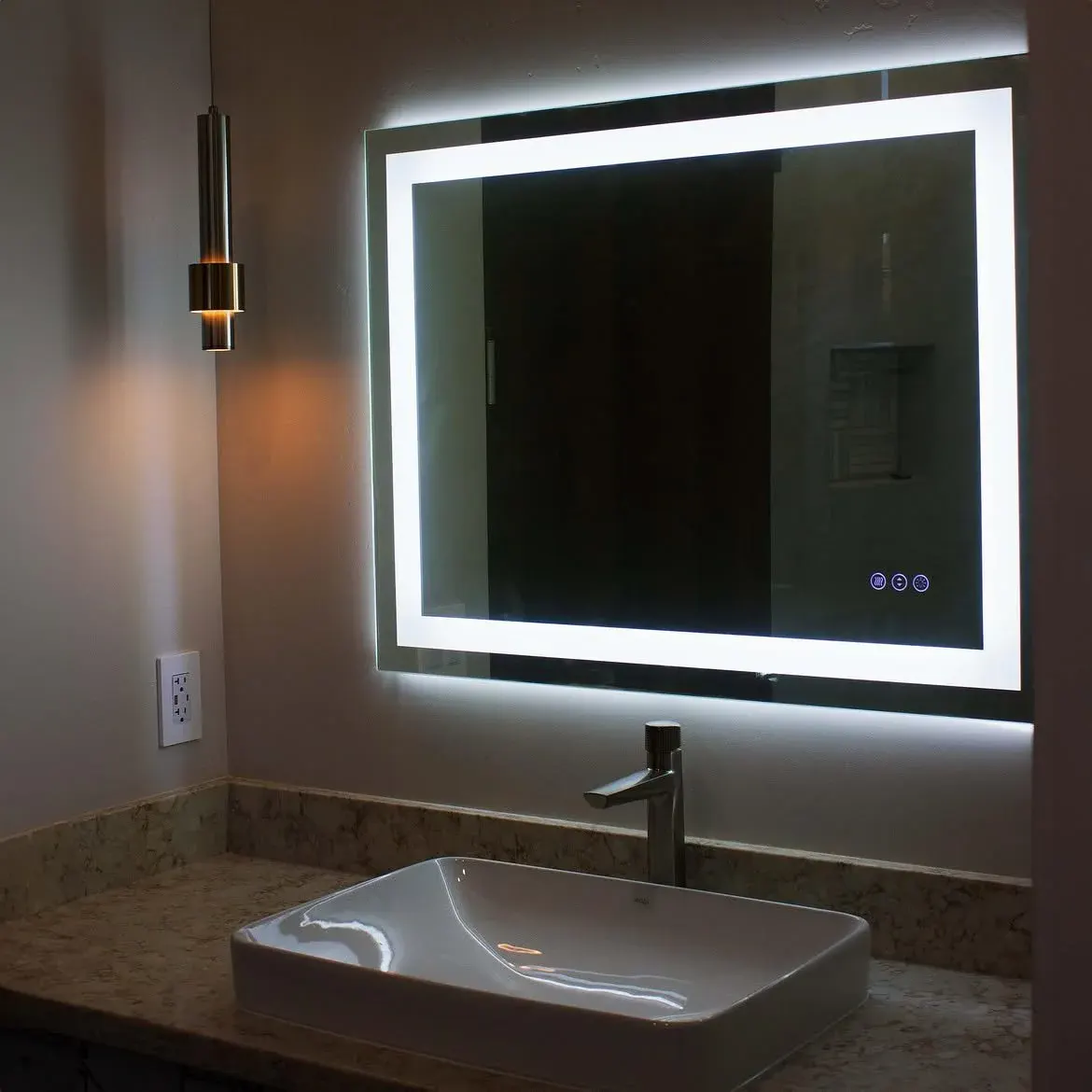 Bathroom lighting remodel with layered light