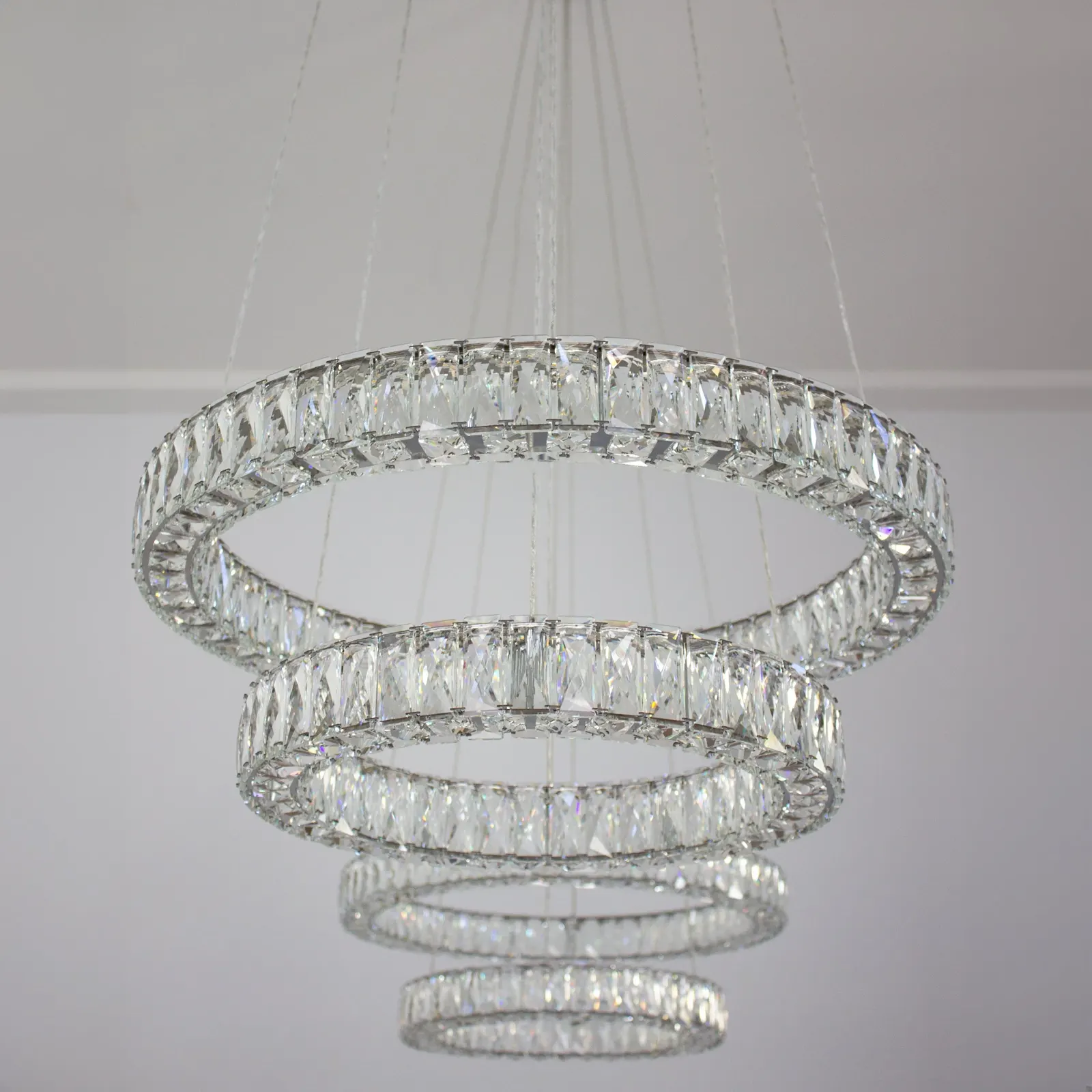 Pair of sparkle chandeliers in a custom build